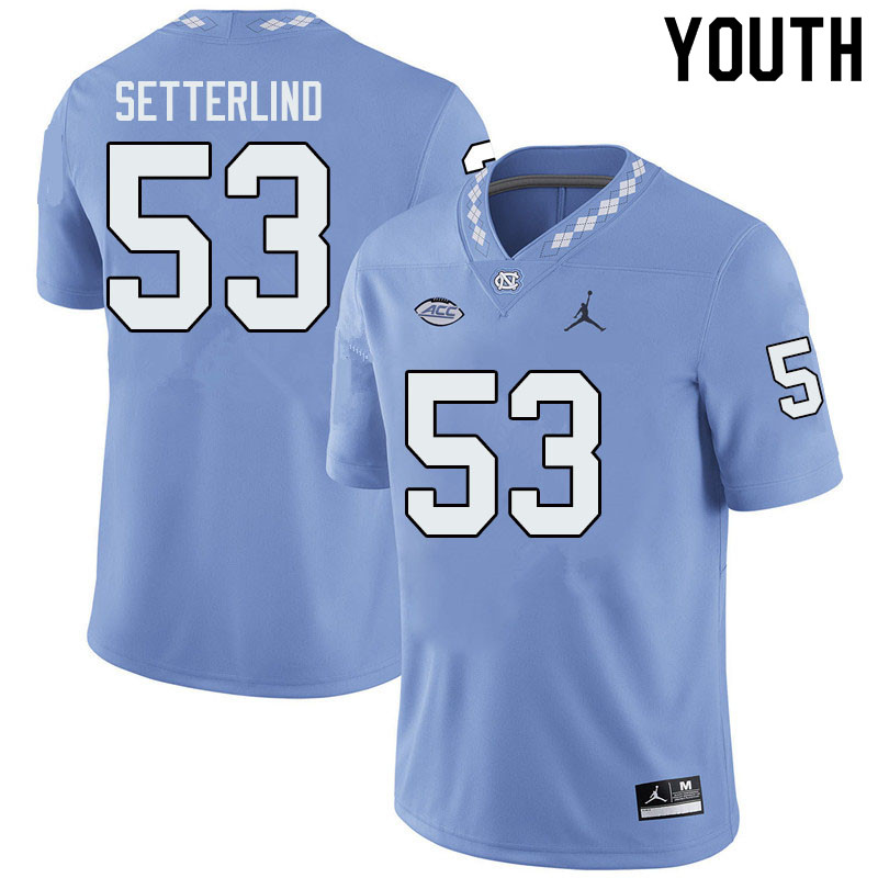 Jordan Brand Youth #53 Jake Setterlind North Carolina Tar Heels College Football Jerseys Sale-Blue